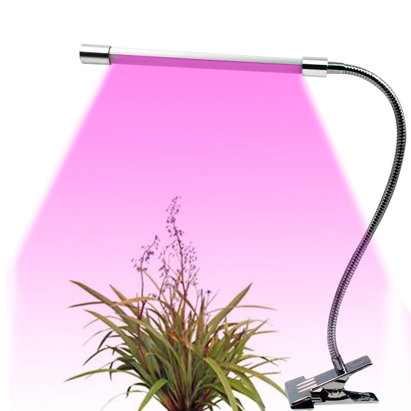 led plant light with flexible gooseneck tube and clip