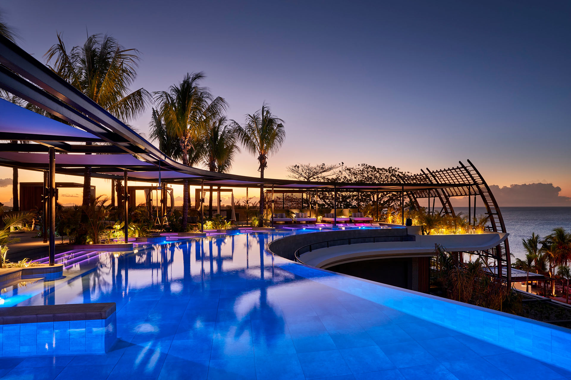 swimming pool lights and fountains