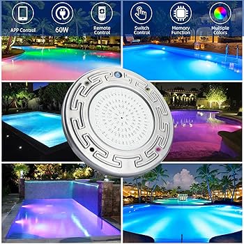 swimming pool lights and fountains