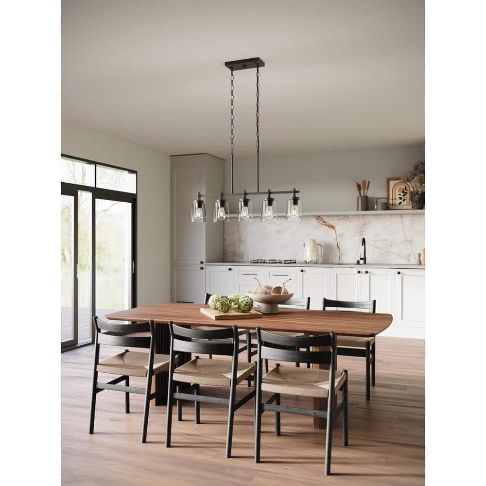 black linear chandelier