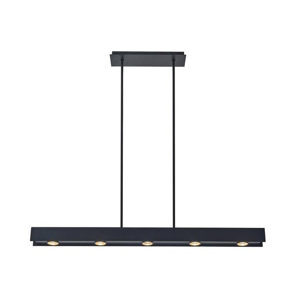 black linear chandelier