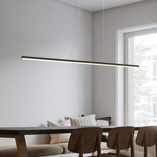 black linear chandelier