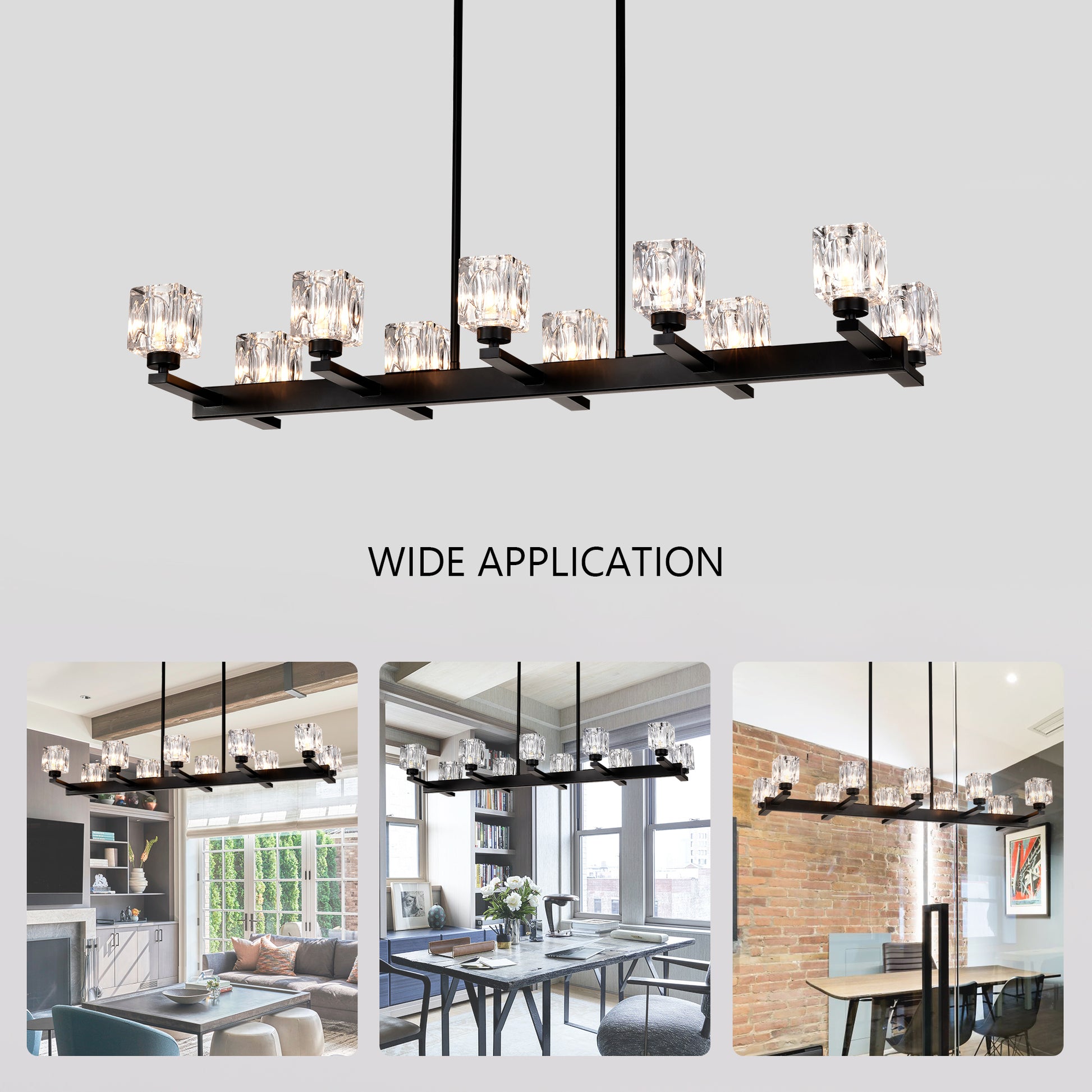 black linear chandelier